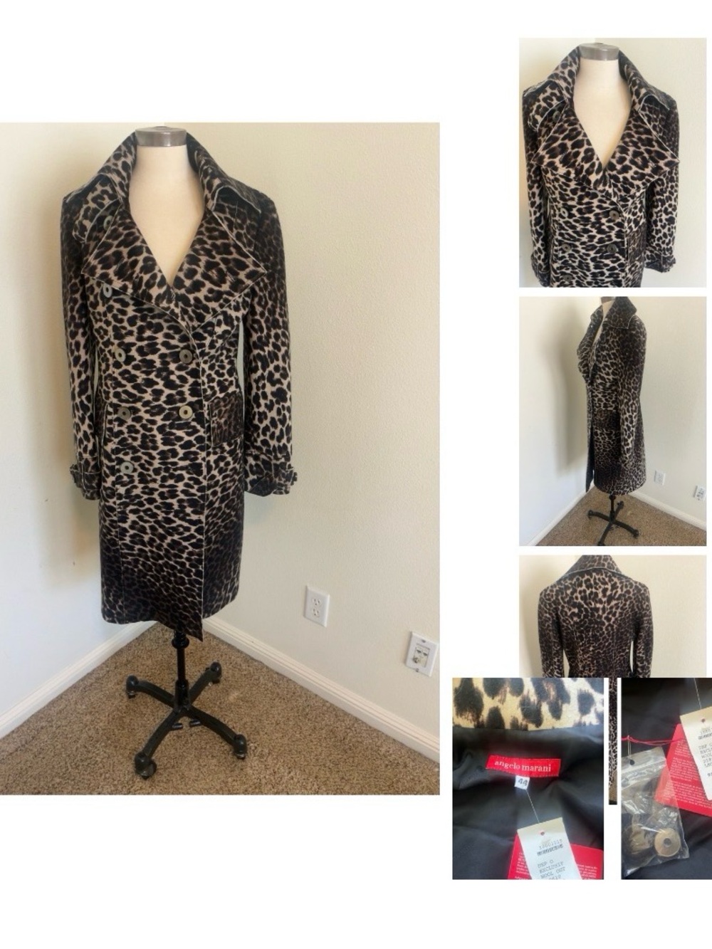 Angelo Mariani leopard wool coat new with tags size 44